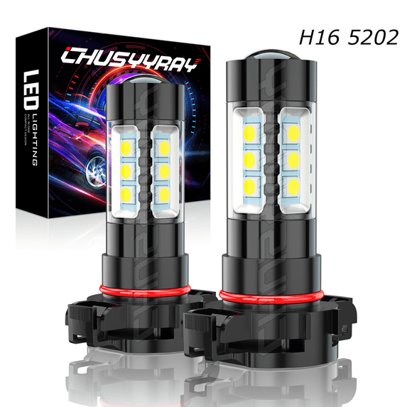2504 5202 H16 LED Fog Driving Light 6000K White Plug&Play H16 Car Bulbs Pack of 2