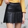 thumbnail image 1 of 25075-BLACKS-M Solid Color Pleated Skirt, Blacks- Small & Medium, 1 of 1