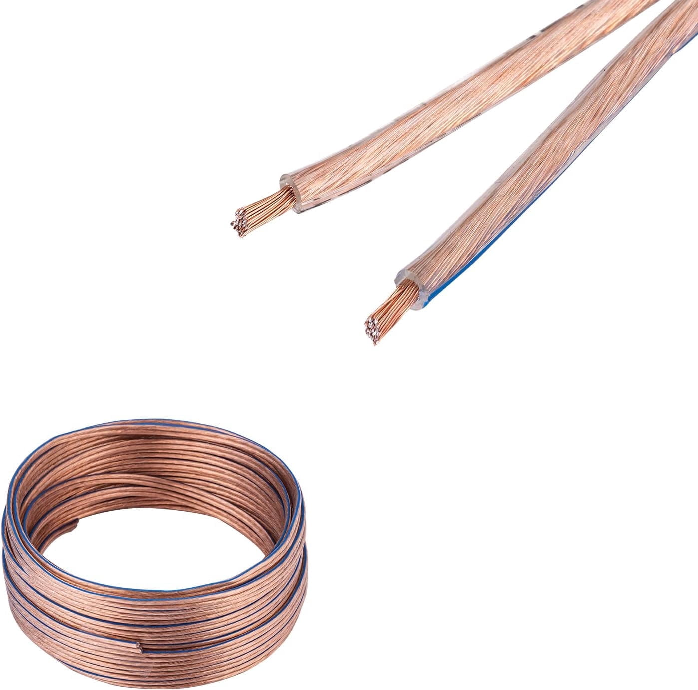 16/2 Speaker Wire 250FT, 16 Gauge 2-Conductor Copper-Clad Aluminum (CCA) Audio Cable, Transparent Clear Low Voltage Wire for Home Theater, Car Audio, LED Lighting, Bulk Cable, Cables Direct Online