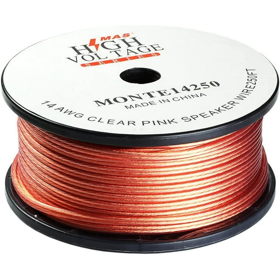 250Ft Clear Transparent 14 Gauge 14AWG Speaker Wire Cable for Car Home Audio