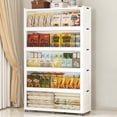 thumbnail image 1 of Collapsible Stackable 250Gal Storage Bins with Lids & Magnetic Doors, 5-Pack Folding Plastic Storage Cabinet for Closet Organization, White, 1 of 7