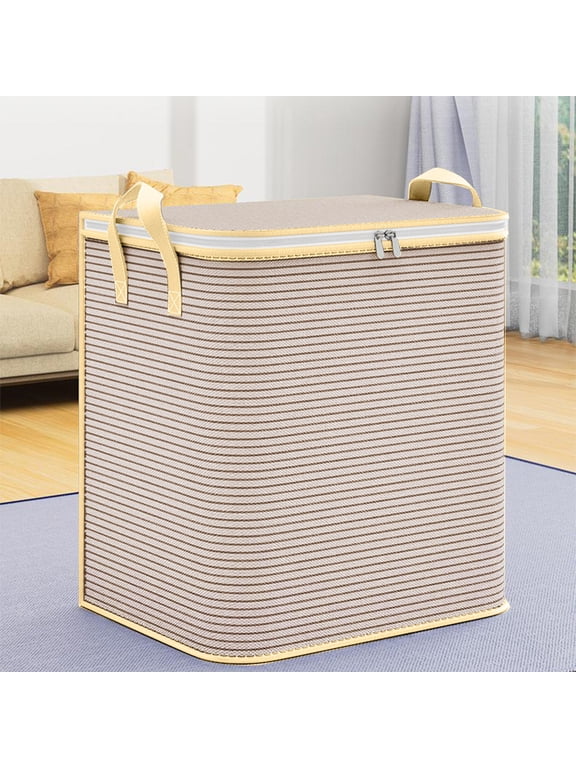 250L Clothing Moving Bags, Storage Bins with Lids Non-Woven, Sturdy Zipper Foldable Moving Quilt Storage Basket, Travel Large-Capacity Foldable Clothing Bag Organizers for Pillows Blankets Storage