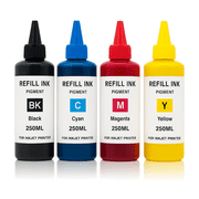 250ML Pigment Refill Ink Bottles   Black, Cyan, Magenta, Yellow   Universal Compatible with Inkjet Printers Fade-Resistant 8oz Bulk Refill Ink