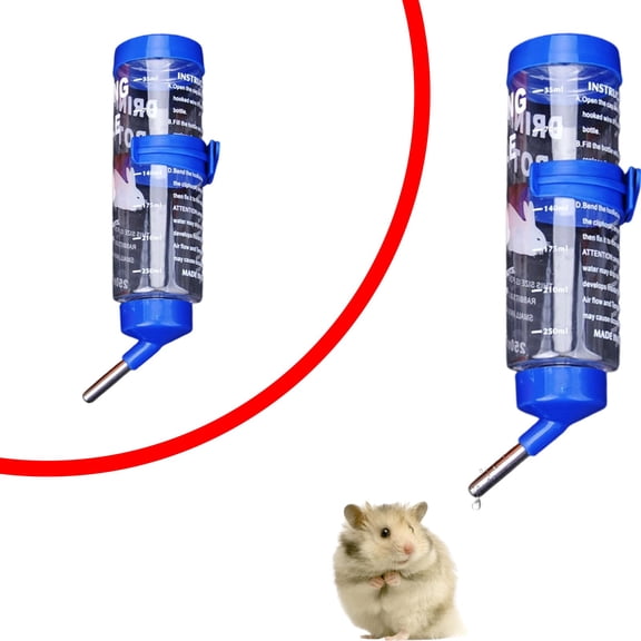 250ML Small Pet Water Bottle, Leak-Proof Automatic Drinking Bottle with Stainless Steel Nozzle for Hamsters, Rabbits, Guinea Pigs, and Small Bird Cages, Yin-09