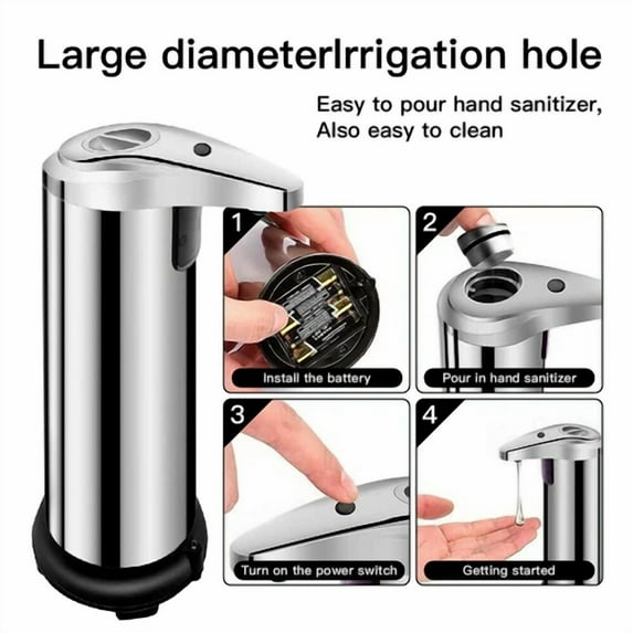 250Ml Stainless*Auto Handsfree Sensor Touchless Soap Dispenser Kitchen Bathroom*