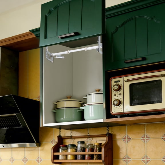 250N Cabinet Door Lift Up Hinge Set Aluminum Pneumatic Vertical Lift Mechanism Adjustable Spacing for Kitchen