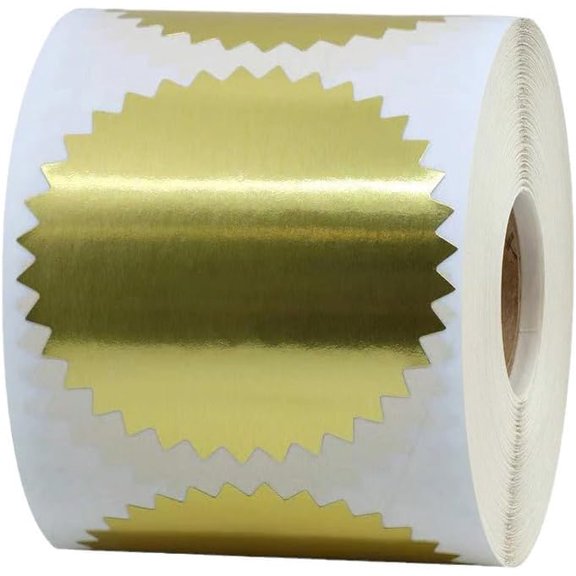 250PCS 1.96 Inch Gold Round Stickers,Gold Foil Sticker with Serrated Edge,Metallic Stickers,Gold Foil Self Adhesive Labels, Stickers Seals for Envelopes