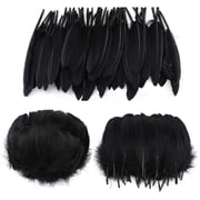 250PCS Black Feathers 3-7 inch, 3 Styles Assorted Feathers for DIY Crafts Wedding Halloween Costume Party Decorations Dream Catcher Supplies