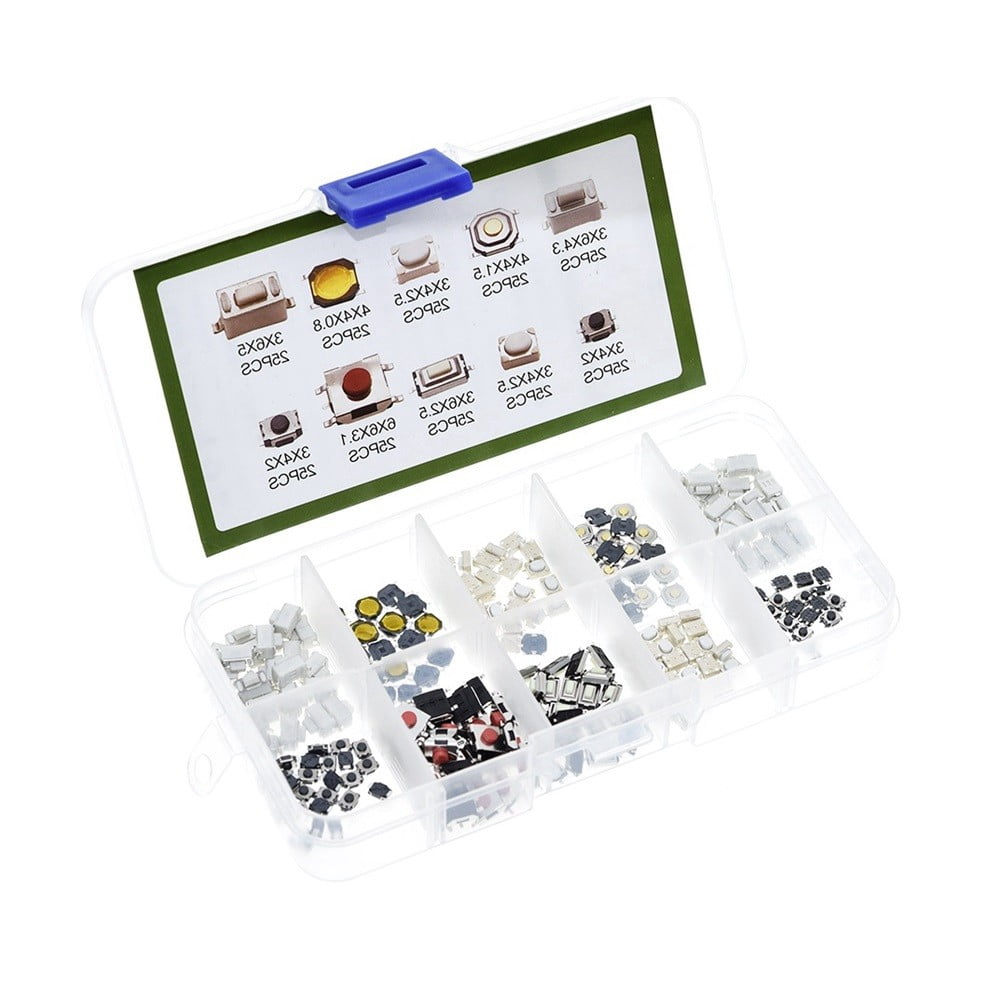 250PCS Tactile Push Button Switch Micro Momentary Tact SMD 10Value Kit ...