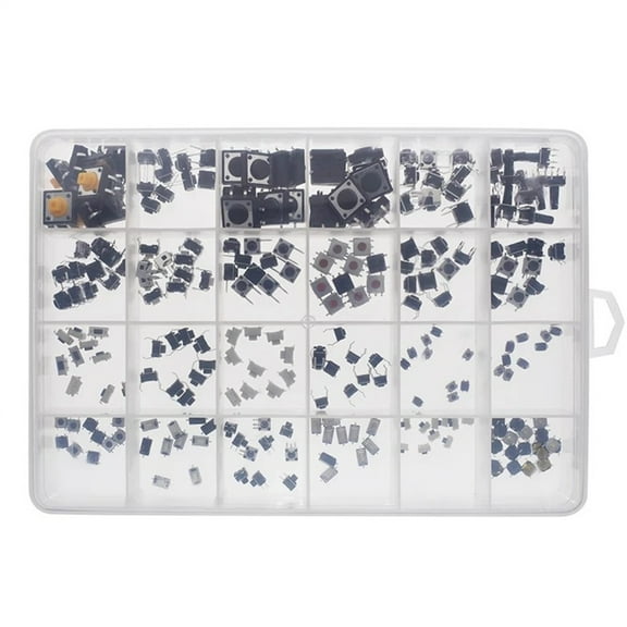 250Pcs 25 Values Momentary Tactile Push Button Switches Assortment Kit 7 Size For Electronics