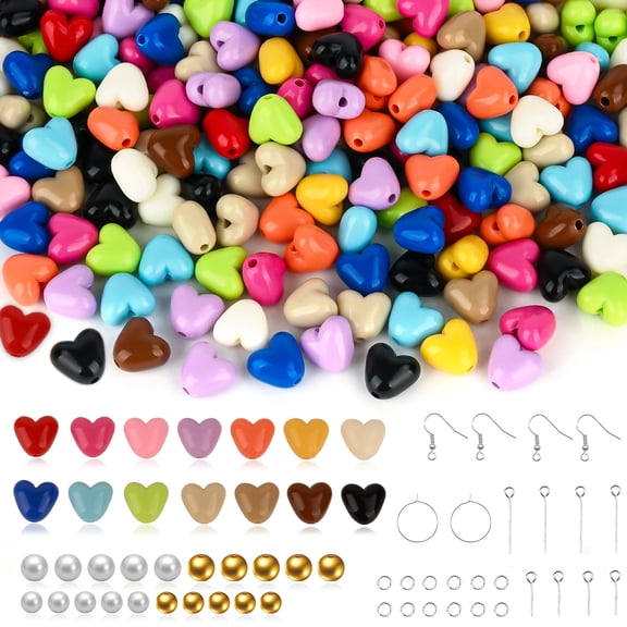 250Pcs Acrylic Love Heart Beads - 13 Colors Valentine Love Opaque Bulk Bead for Friendship Bracelets, Jewelry Making, Valentine's Day Gifts(Multi Color)