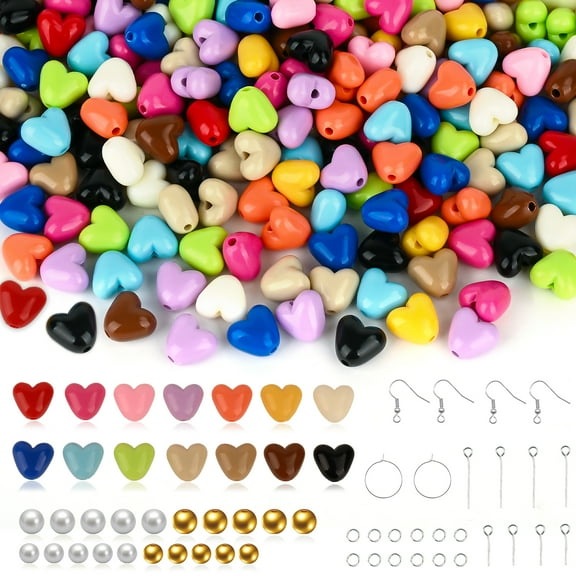 250Pcs Acrylic Love Heart Beads - 13 Colors Valentine Love Opaque Bulk Bead for Friendship Bracelets, Jewelry Making, Valentine's Day Gifts(Multi Color)