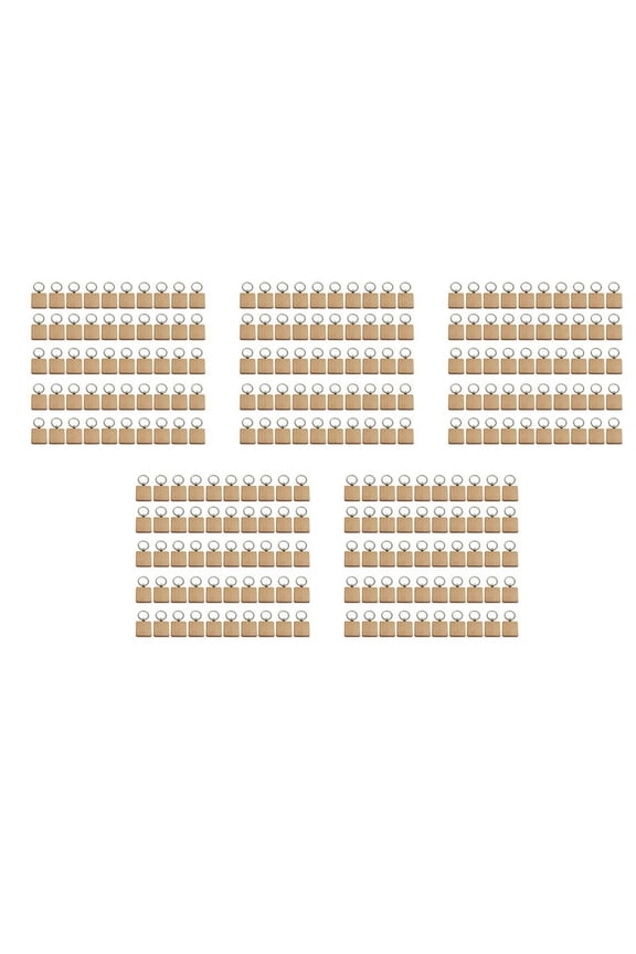 250Pcs DIY Blank Wooden Keychain Square Carved Key Ring Wooden Key Ring 40 x 40 mm