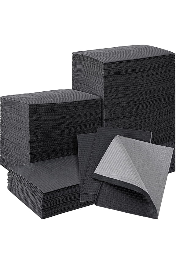 250Pcs Dental Bibs,Black Dental Bibs Disposable,3 Ply Waterproof Tattoo Bibs Table Covers,Soft and Fluid Resistant Bibs Sheets for Dentist Patient Tatto Piercing Feeding,13x18(2 Packs of 125)