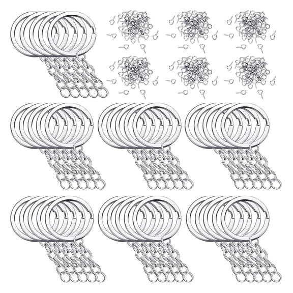 250Pcs Keychain Rings Including 35x Keychain Rings & Jump Rings 180x Screw Eye Pins for Jewelry Making Mixed Colors 25mm