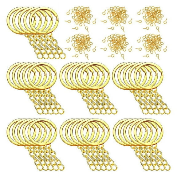 250Pcs Keychain Rings Including 35x Keychain Rings & Jump Rings 180x Screw Eye Pins for Jewelry Making Mixed Colors 25mm