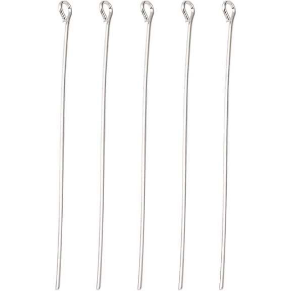 250Pcs Platinum Color Iron Eye Pin Open Eye Pins Flat Head Pins Straight Head Eye Pins Metal End Headpins