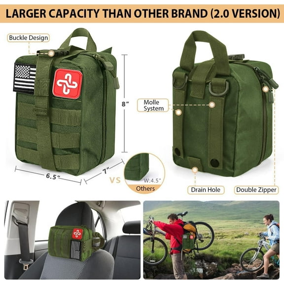 250Pcs Survival Kit with Emergency Tent - D-Green for Outdoor Adventure, Hiking, Hunting, and Gifts