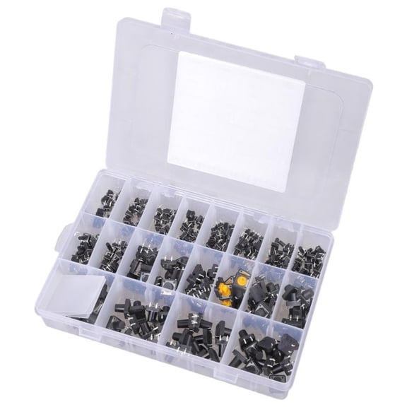 250Pcs Tactile Push Button Switch 20 Values 6x6mm & 12 x 12mm Micro Momentary Tact Button Switches Assortment Kit - 4Pin
