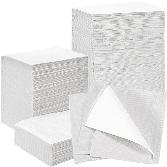 250Pcs White Dental Bibs,Disposable Dental Bibs,3 Ply Waterproof Tattoo Bibs Table Covers,Soft and Fluid Resistant Bibs Sheets for Dentist Patient Tatto Piercing Feeding,13x18,2 Packs of 125