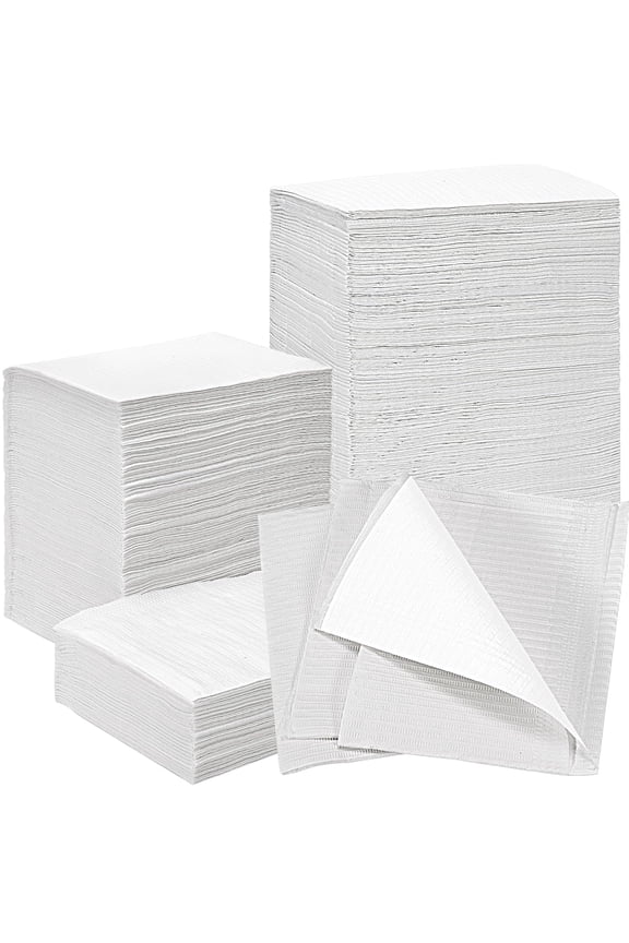 250Pcs White Dental Bibs,Disposable Dental Bibs,3 Ply Waterproof Tattoo Bibs Table Covers,Soft and Fluid Resistant Bibs Sheets for Dentist Patient Tatto Piercing Feeding,13x18,2 Packs of 125