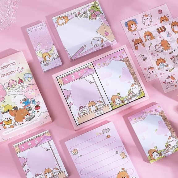 250Sheets Cute Cartoon Dog Memo Notes Writing Pads Scrapbook Decorations TODO List for Planning with 2 Sheets Decorative Stickers, Shiba Inu Memos