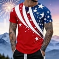 thumbnail image 1 of 250Th America Unisex Short Sleeve Anniversary Print Classic Crewneck Everyday Tee 4Th of July Shirts for Men Red XXXL, 1 of 4