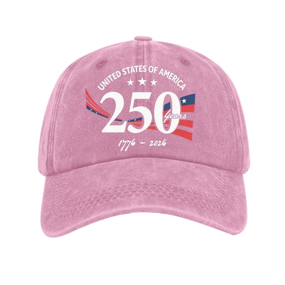 250Th Anniversary, 2026 Hats, Baseball, Vintage, 250Th, Usa, Faded Finish, Unisex Sizing, Independence Day Gathering, Pink, 1 Pc