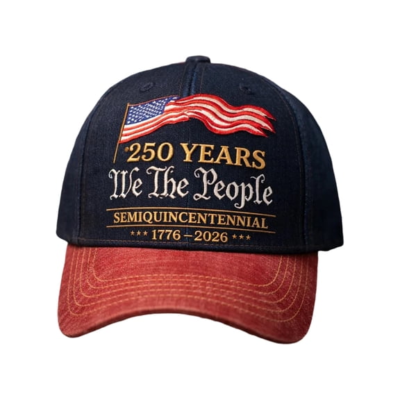 250Th Anniversary, 250Th, 3D, Embroidery, Poppies, Flag, Baseball Cap, Sun Blocking Visor, Holiday Events, Rusted Brim, 1 Pc