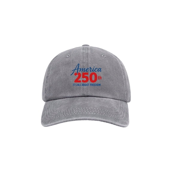 250Th Anniversary, 250Th Anniversary Usa, 250Th, Cotton, Faded, Logo, Usa Baseball, Baseball, Anniversary, Gray, Casual Cap, 1 Pc