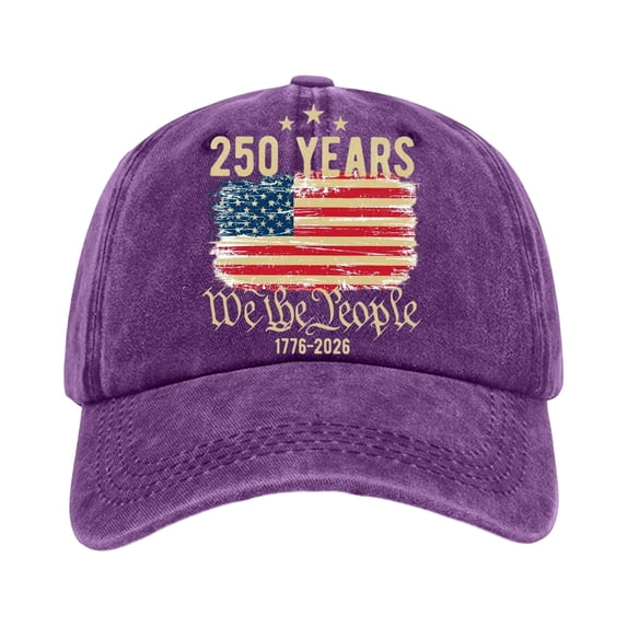 250Th Anniversary, 250Th Flag, Usa 250Th Anniversary Flag, We The People, American Flag, Vintage Print, Baseball Cap, Purple, Unisex, Independence Day, 1 Pc