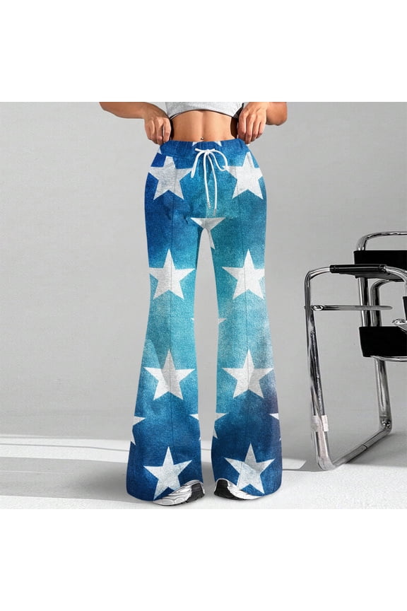 250Th Anniversary 4Th of July Womens Pants, Red White and Blue Patriotic Clothes, Comfortable Stretch Womens Pants, Casual Stylish Pants for Holiday Celebration Sky Blue Size: M