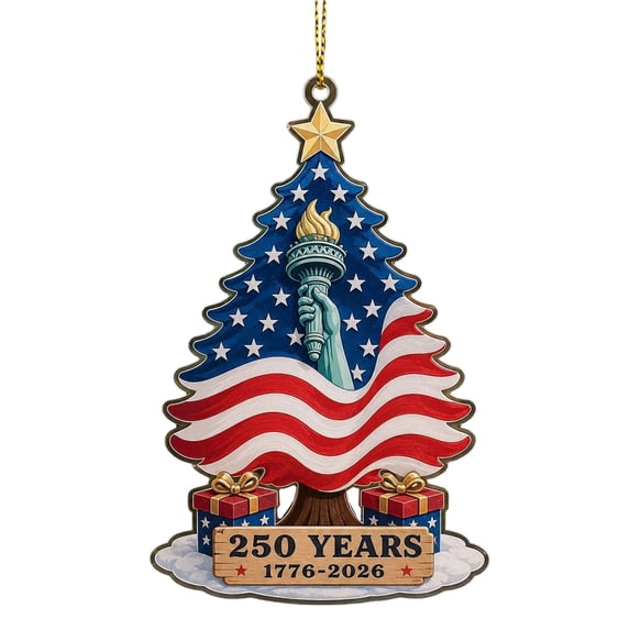250Th Anniversary Christmas Ornament, America Patriotic Christmas Ornaments,2D Metal 250 Anniversary Christmas Ornament,Patriotic Xmas Tree Decoration,Festive Christmas Ornament,Z1-A