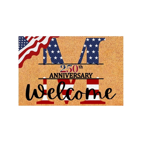 250Th Anniversary, Coir Doormat, 23.6*15.7in, Flag Patriotic Decor, Welcome Mat, Entryway, Front Porch Rug, 1 Pc