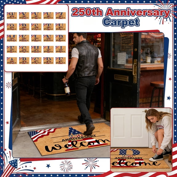 250Th, Anniversary Decorations, Entryway Mat, American Flag, 30X18 In, Rug, Patriotic Decor, Outdoor Entrance, 1 Pc