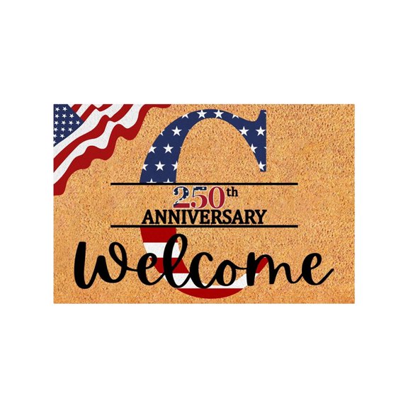 250Th Anniversary Decorations, Mat, Coir, Flag, Doormat, Front Porch Rug, Entryway Mat, Independence Day, 30X18 In, 1 Pc