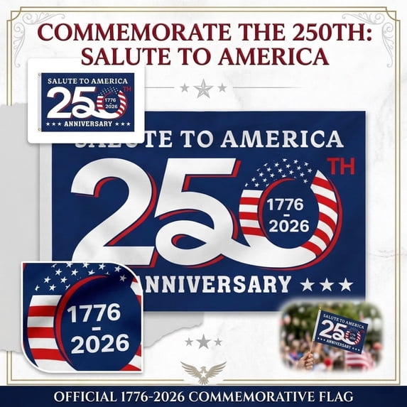 250Th Anniversary Flag, Us Flag, 35X59 In, Double-Sided Banner, Anniversary, Outdoor Flag, 2026 Decorations, Patriotic Decorations, Grommets, Display, 1 Pc