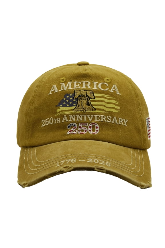 250Th Anniversary Hat, 250Th Anniversary, 250Th, Bell, Embroidery, Baseball, Warm Khaki, Curved Brim, Commemorations, Casual Outdoor Use, 1 Pc