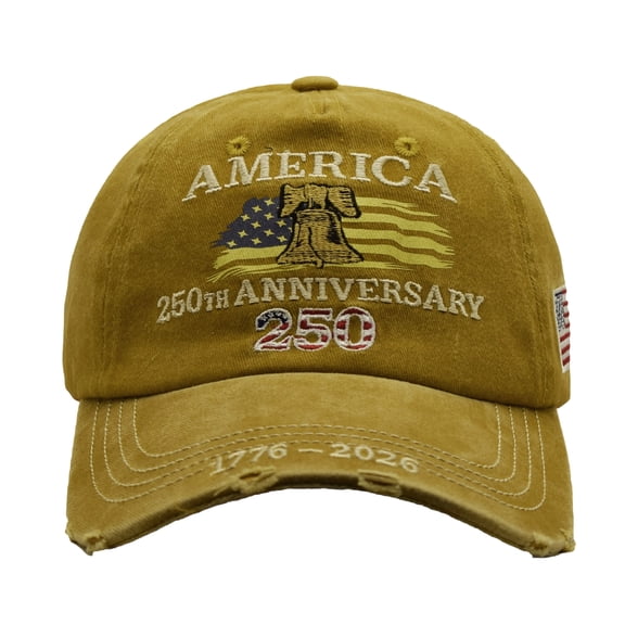 250Th Anniversary Hat, 250Th Anniversary, Embroidery, 250Th, Bell, Baseball, Khaki Dye, Curved 22*8-23.6in, Usa Holiday Events, Crown, 1 Pc