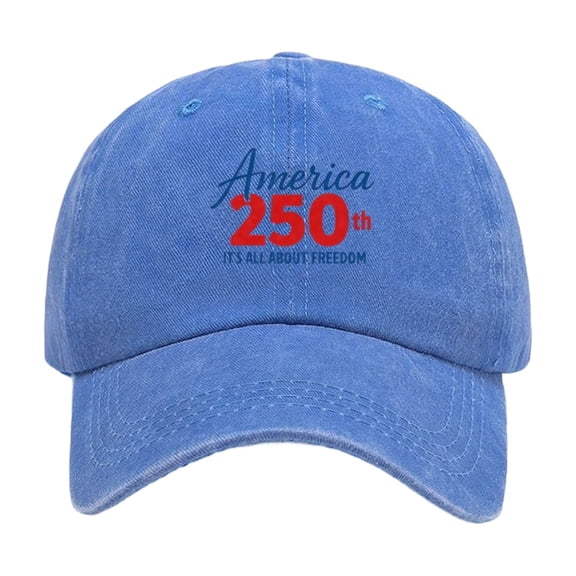 250Th Anniversary Hat, 250Th Anniversary Usa, Faded Cotton, Blue Printed Logo, Adjustable Adult Sizing, Usa Baseball Commemorative Headwear, 1 Pc