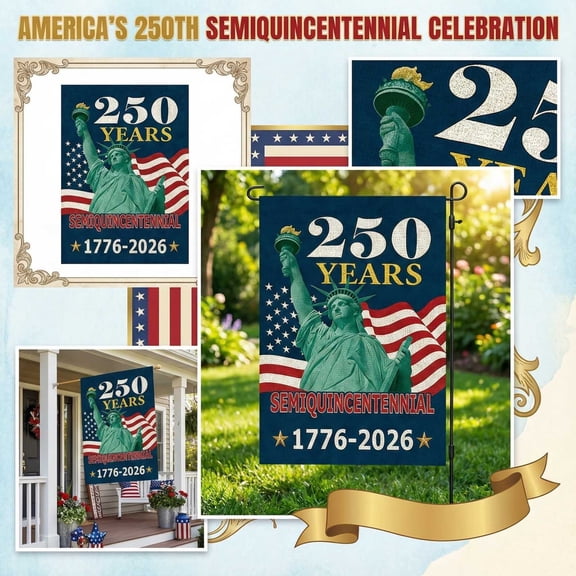 250Th Anniversary Of The United States Decorative Garden Flag, Usa 1776-2026 Commemorative Outdoor Flag, For Garden Balcony Terrace Yard Decoration