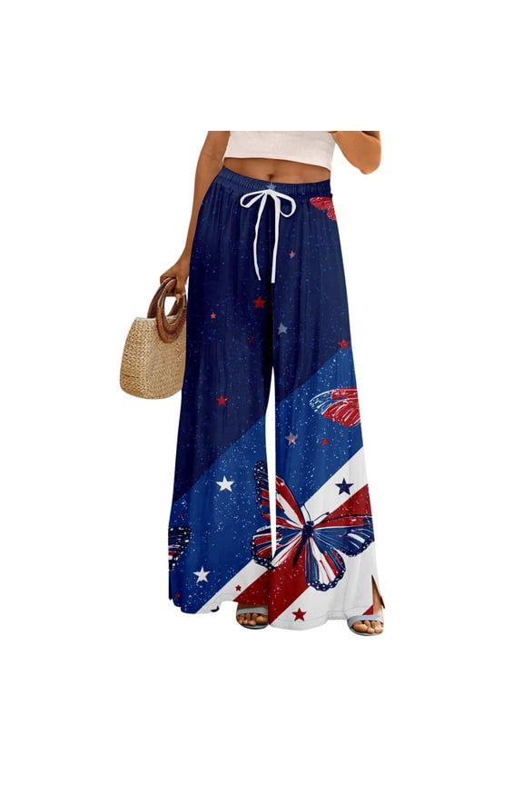 250Th Anniversary Patriotic Womens Pants, 4Th of July Comfortable Pants, Red White and Blue Stylish Womens Pants, Summer Vacation Classic Casual Pants for Festive Celebration Light Blue Size: M