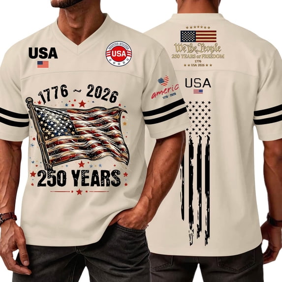 250Th Anniversary Shirt Big and Tall Shirts 1776 2026 Patriotic American Flag Tops Short Sleeve Vneck Tshirts Khaki XXL