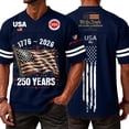 thumbnail image 1 of 250Th Anniversary Shirt Big and Tall Shirts 1776 2026 Patriotic American Flag Tops Short Sleeve Vneck Tshirts Navy XXL, 1 of 5