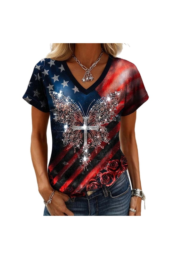 250Th Anniversary USA Shirt Crewneck Women Short Sleeve Tunic Blouse 4Th of July American Flag Patriotic Shirts