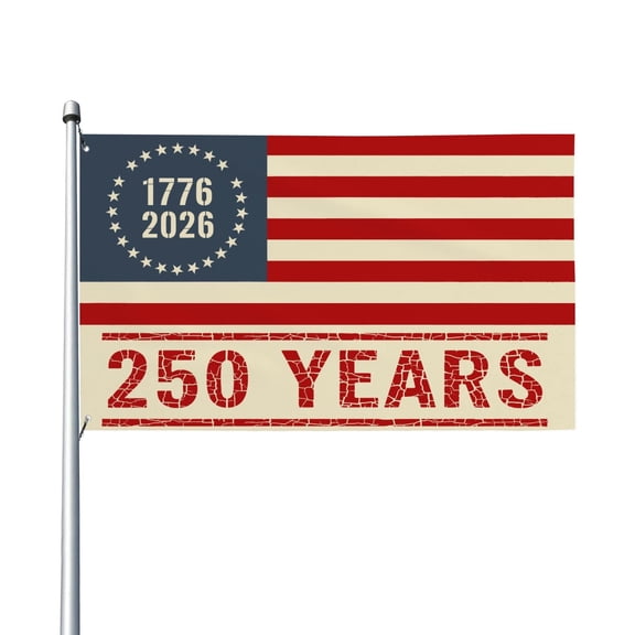 250Th Anniversary Us Flag Decorative Banner - Single-Sided, Dark Red, Medium Size - For Easy Hanging Outdoor Indoor Display For Home Garden Office Wall Decor Us History