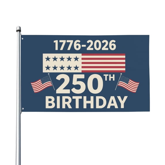 250Th Anniversary Us Flag Single-Sided Decoration - Royal Blue Indoor Outdoor Display Banner - For Home Garden 4Th Of July National Events Party Decor