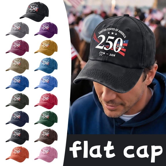 250Th Anniversary Usa, 2026 Hats, Baseball Washed Cotton, 1776-2026 Graphic Print, Adult Unisex Sizing, Green, Outdoor Events, 1 Pc