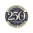 thumbnail image 1 of 250Th Anniversary Usa Flag, 1in Round, Enamel Alloy, Pin, Fourth of July Accessories, Navy Gold Tone, 1 Pc, 1 of 5