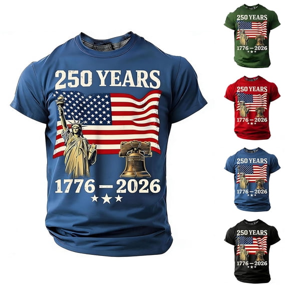 250Th Anniversary Usa Short Sleeve T Shirt Comfortable Breathable 250Th Mens Tees Red L